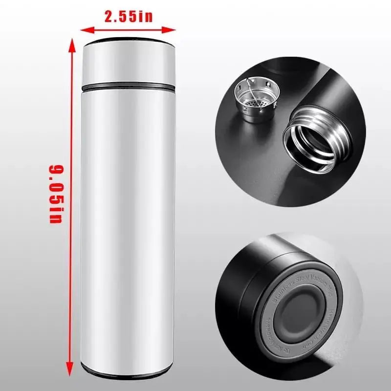 Garrafa Térmica Inox 500ml Inteligente Com Termômetro Digital de Led e Infusor de Chá.
