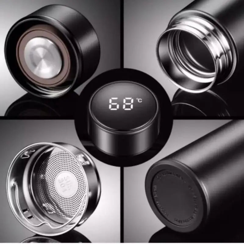 Garrafa Térmica Inox 500ml Inteligente Com Termômetro Digital de Led e Infusor de Chá.