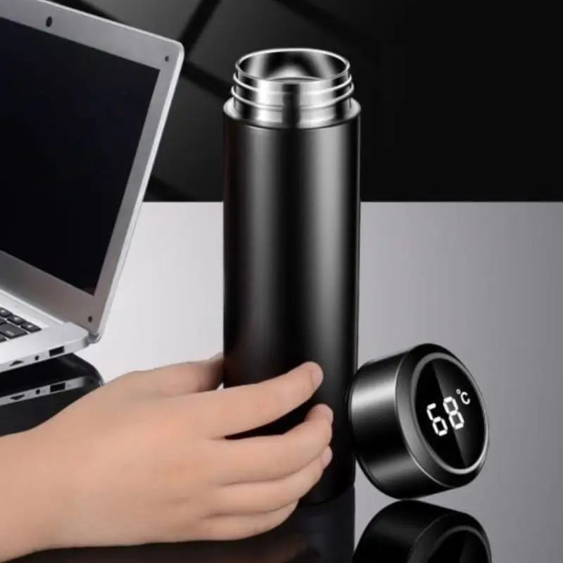 Garrafa Térmica Inox 500ml Inteligente Com Termômetro Digital de Led e Infusor de Chá.