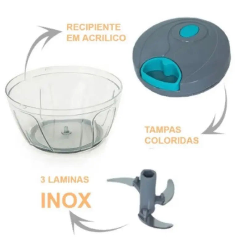Processador de Alimentos Manual Premium 3 Lâminas Inox 500ML-PROMOÇÃO POR TEMPO LIMITADO! ATE 31-03-25. APROVEITE! LEVE DOIS POR R$ 67.70