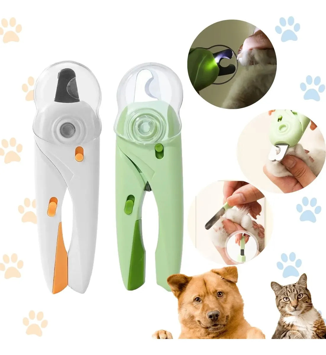Cortador de Unhas Para Cães e Gatos Pet Alicate e Lixa Com Led e Tesoura Completa
