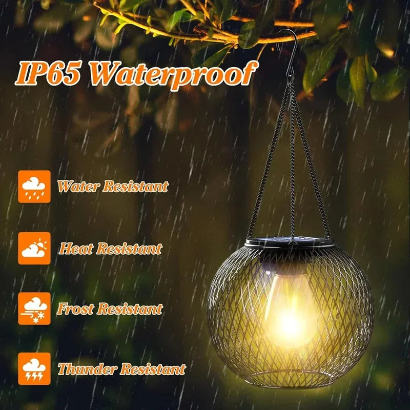 Luminária Solar Para Jardim- Lâmpada Suspensa- Iluminação Exterior