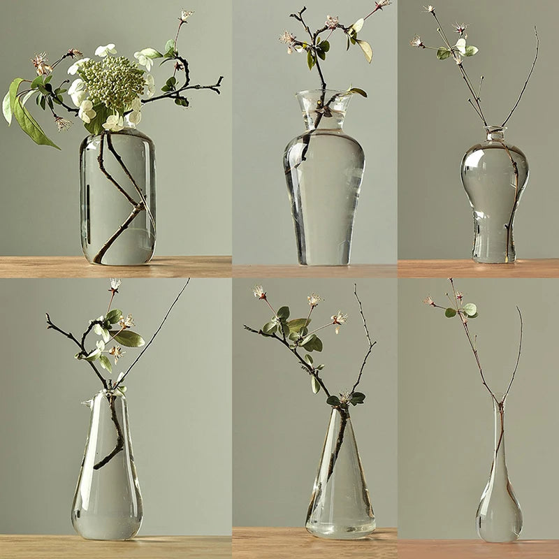Vaso de vidro transparente estilo Zen Japonês- Hidroponia