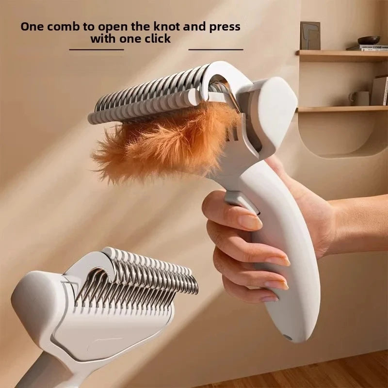 Pet Hair Knot Comb Cat Specific Hair Removal Comb Stainless Steel Cleaning Brush Press The Button To Remove Comb Hair
