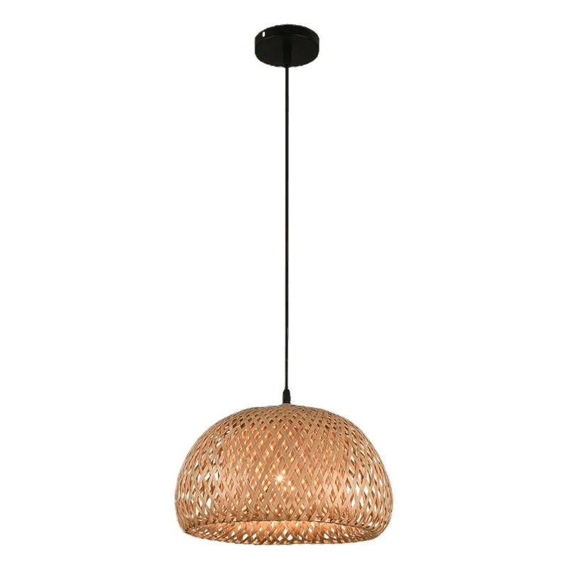 Luminária pendente Bambu Essence- Vime de Rattan Natural, soquete E27 e LED, com cúpulas trançadas à mão.