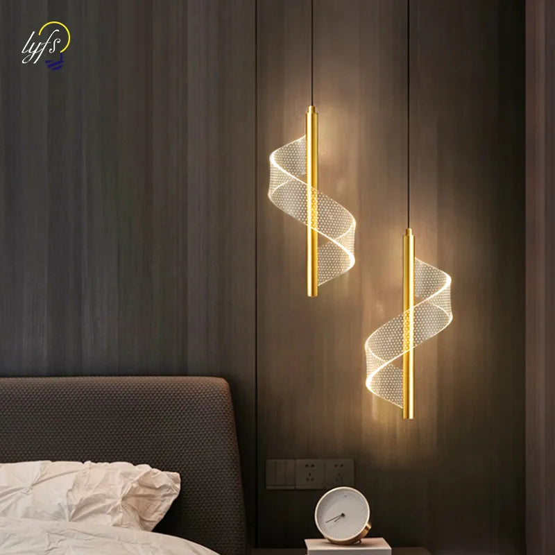 Luminária LED- Arandela de Parede Led Espiral Acrilica Nórdica Bilho Ondas Decorativa 2w 110v/220v Pendente de Ondas
