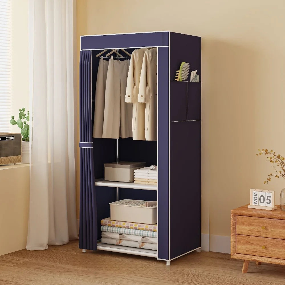 Guarda-Roupa Portátil Dobrável com Prateleiras e Cabideiro