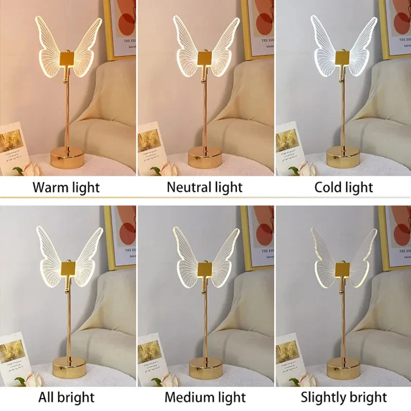 Luminária- Candeeiro de mesa Borboleta- Luz Noturna Estilo nórdico