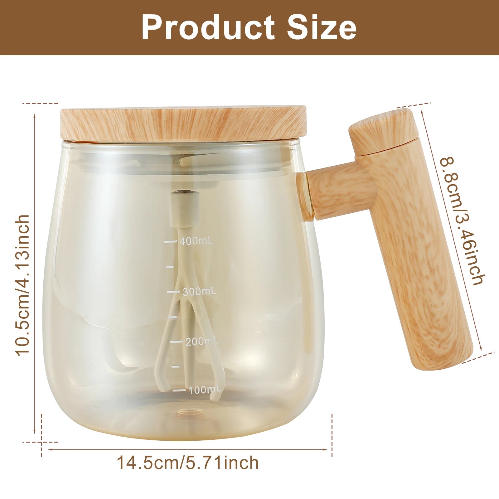 Caneca Mixer Elétrica de Vidro - 400ml Automático