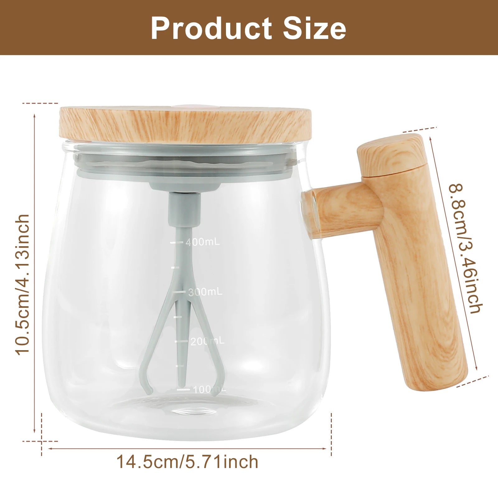 Caneca Mixer Elétrica de Vidro - 400ml Automático