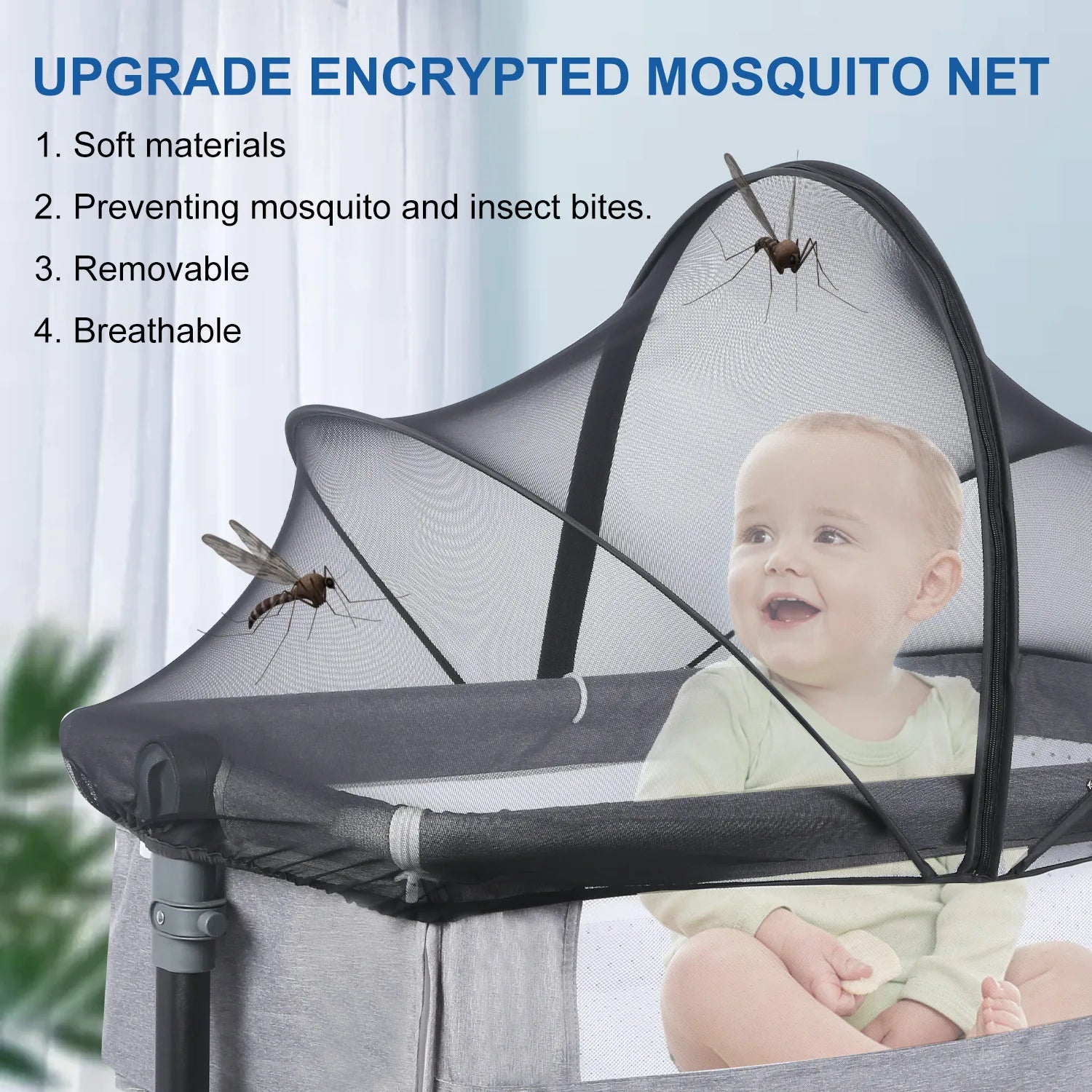 Mosquiteiro Universal Protetor De Berço, Cama De Bebê. Removível, Portátil, Dobrável, Récem- nascido