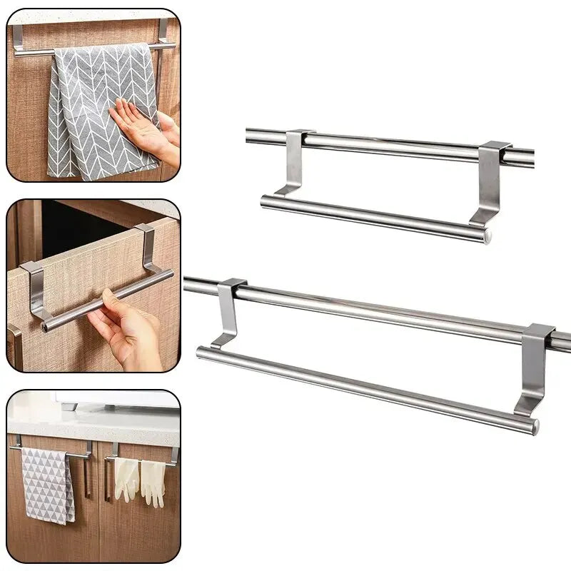 Toalheiro sobre a porta, suporte para toalhas, suporte para pendurar, aço inoxidável, banheiro, cozinha, armário, toalha