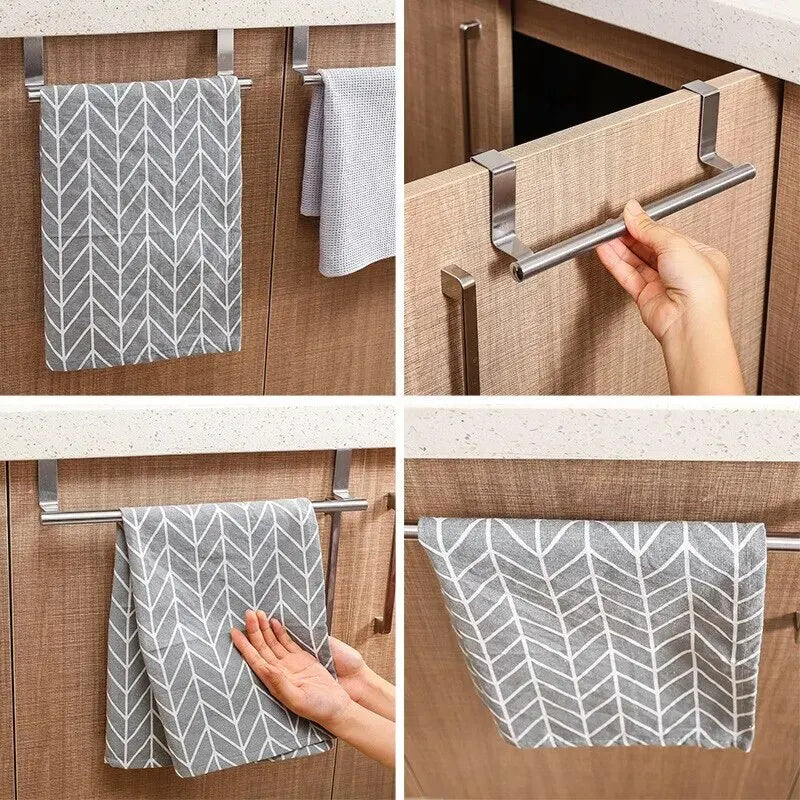 Toalheiro sobre a porta, suporte para toalhas, suporte para pendurar, aço inoxidável, banheiro, cozinha, armário, toalha