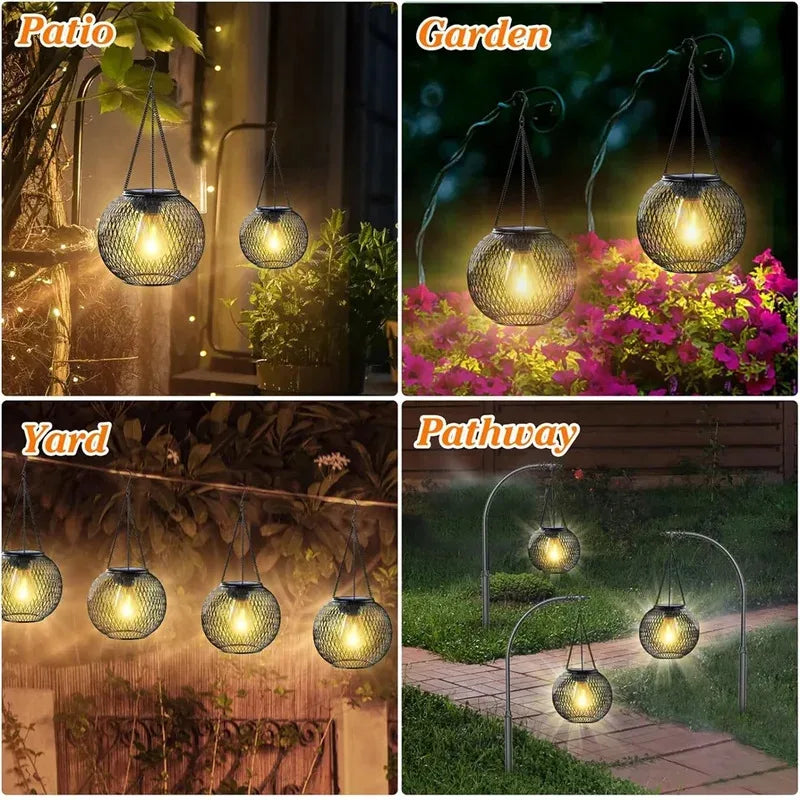 Luminária Solar Para Jardim- Lâmpada Suspensa- Iluminação Exterior