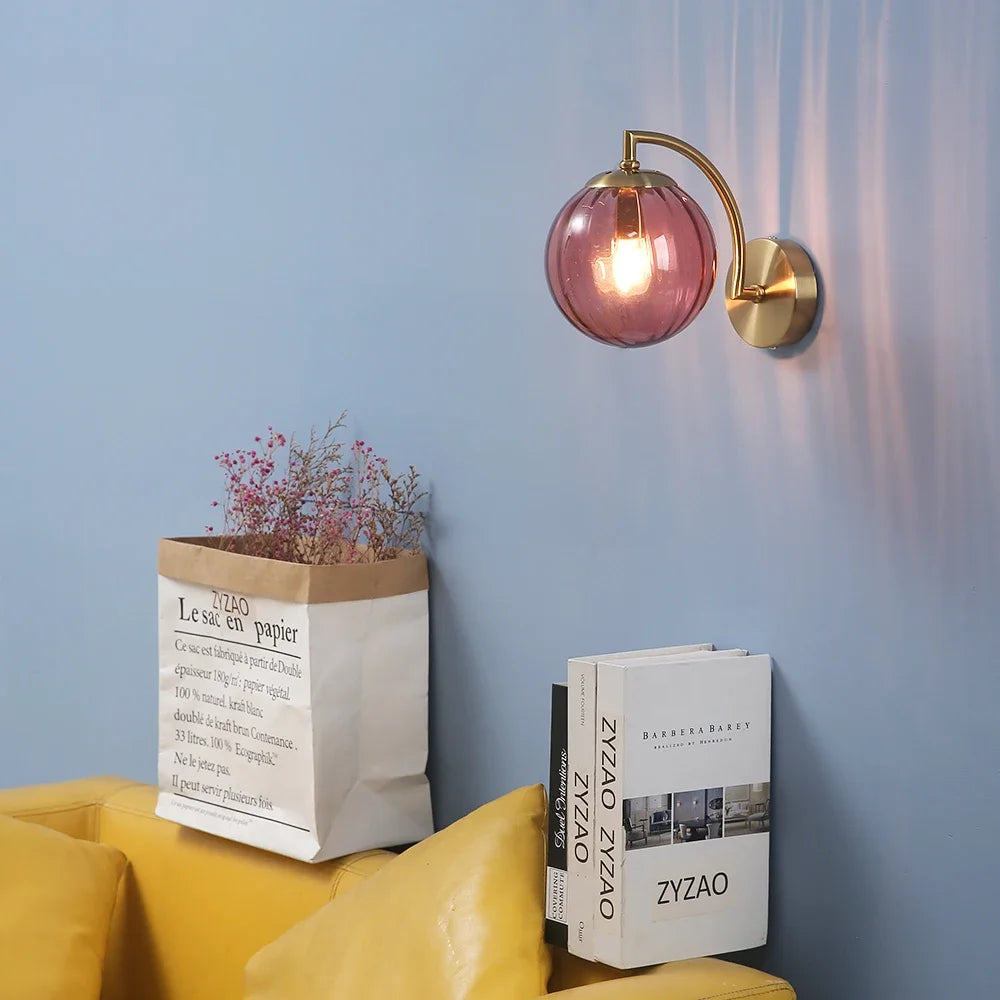 Luminária de Parede LED Nórdico Moderna, Vidro Colorida, Minimalista