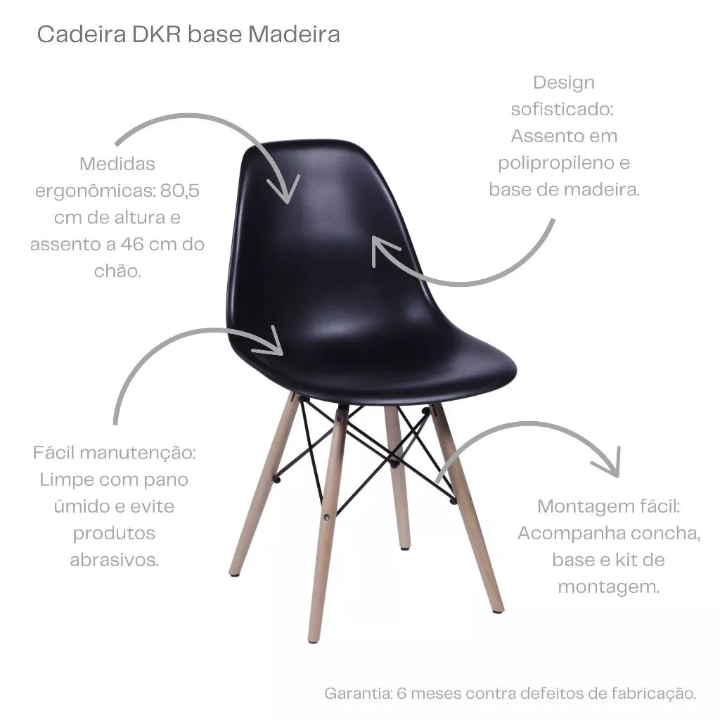 Cadeira de Jantar DKR Eames Boxbit para sala de jantar ou escrivaninha várias cores