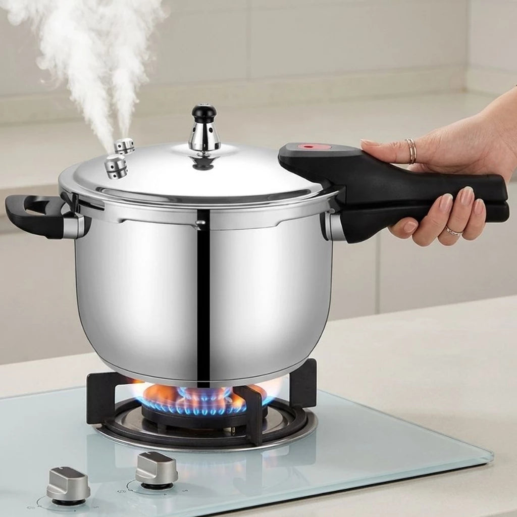 Panela De Pressão Aço Inox 304 Polido Premium Anti- Explossão Fundo Triplo