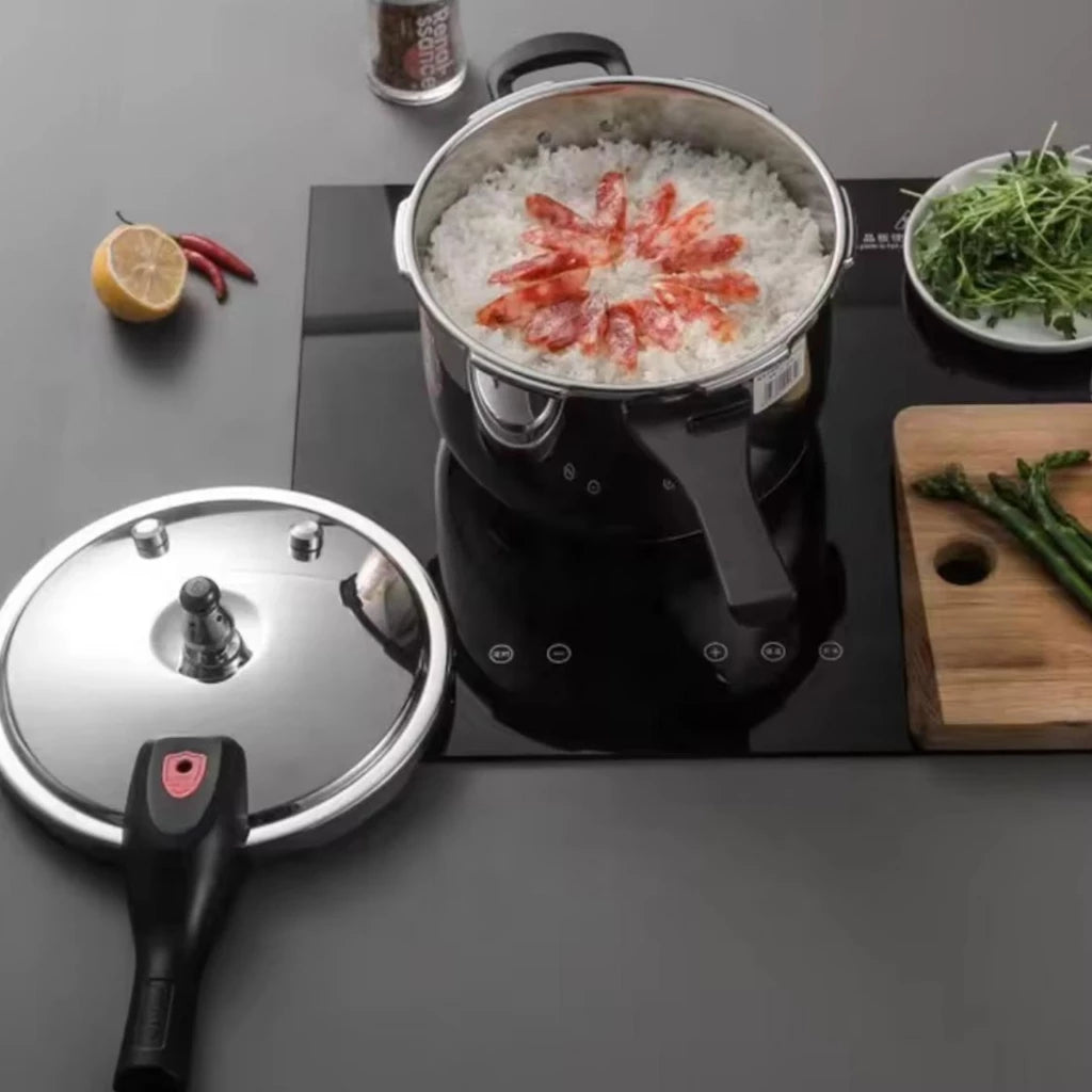 Panela De Pressão Aço Inox 304 Polido Premium Anti- Explossão Fundo Triplo