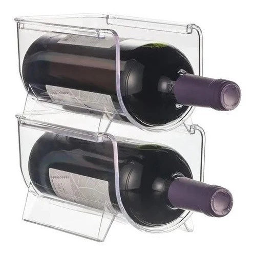 Kit 2x Suporte Organizador De Garrafas Vinho Refrigerantes Geladeira Empilhável