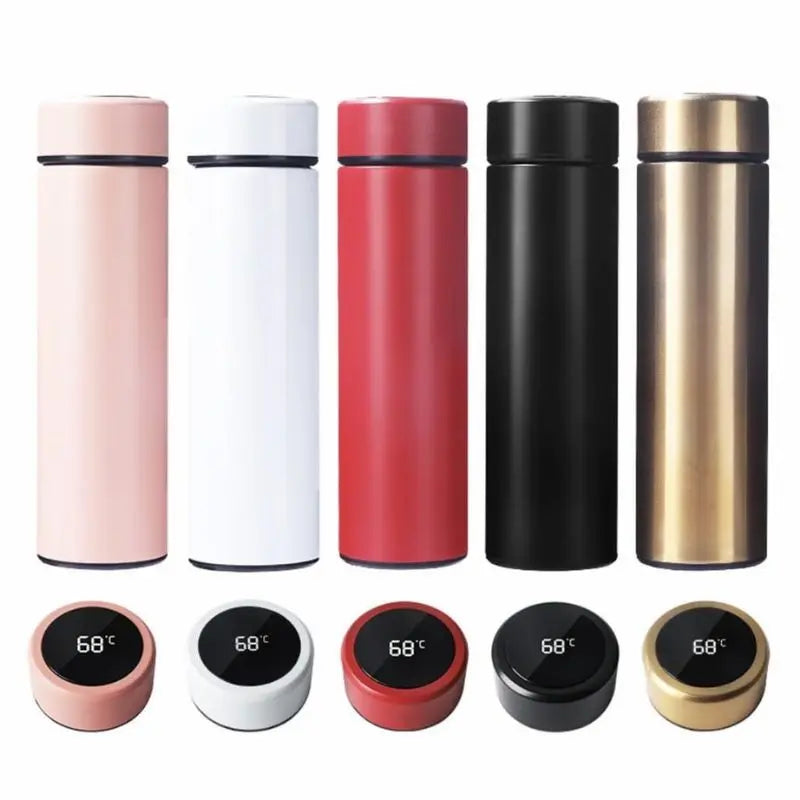 Stainless Steel Thermal Bottle With Digital Thermometer 500ml Led