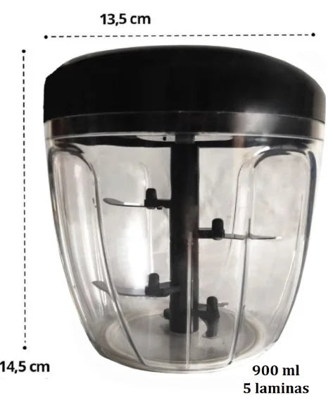 Processador Manual de Alimentos Inox - 5 Lâminas 900ml- LEVE DOIS POR 174.00 PROMOÇÃO POR TEMPO LIMITADO! ATE 31-03-25. APROVEITE!