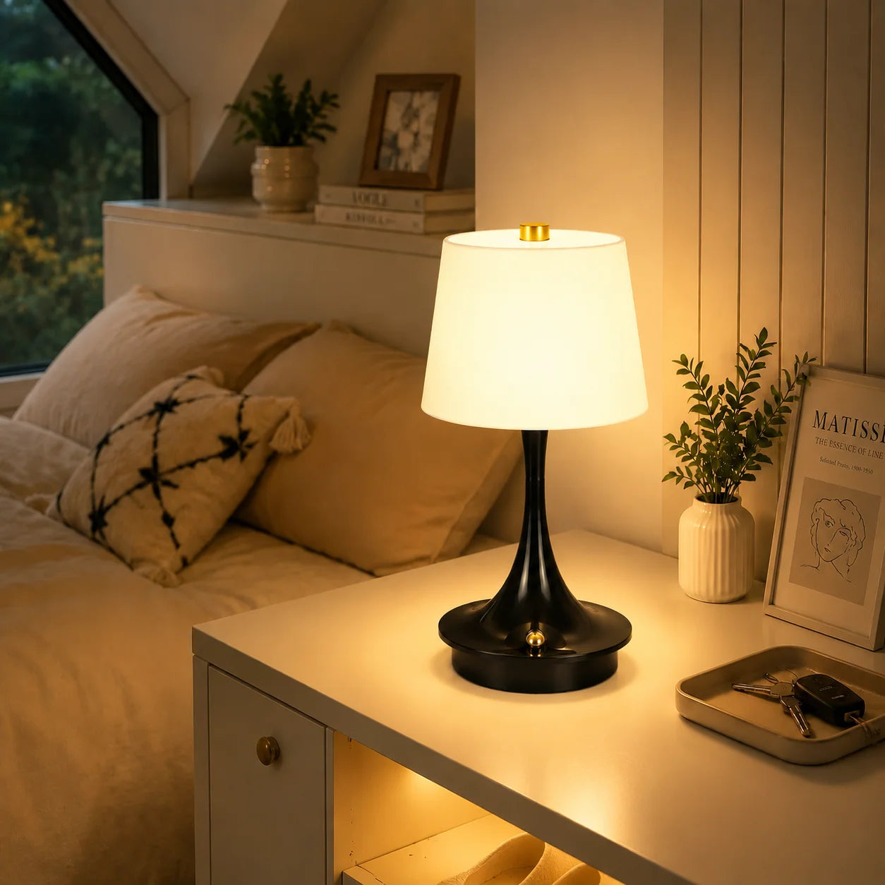 Rechargeable Table Lamp 1800mAh Battery LED Bedside Lamp USB-C Charging Touch  Lamp for Bedroom Living Room Restaurant Decor