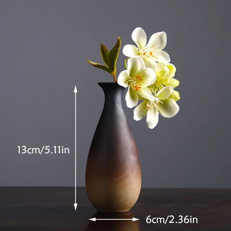 Vaso Zen Retro Chinês para Decoração de Mesa, Vaso Pequeno  para Flores Hidropônicas, Decoração de Mesa