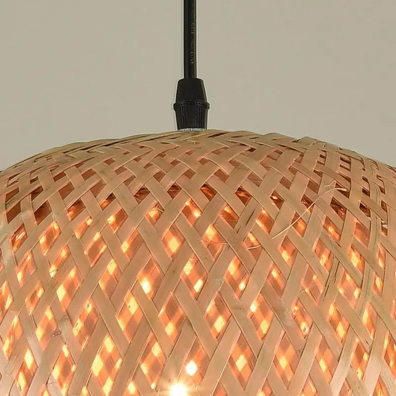 Luminária pendente Bambu Essence- Vime de Rattan Natural, soquete E27 e LED, com cúpulas trançadas à mão.
