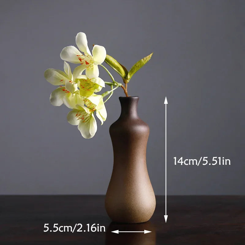 Vaso Zen Retro Chinês para Decoração de Mesa, Vaso Pequeno  para Flores Hidropônicas, Decoração de Mesa