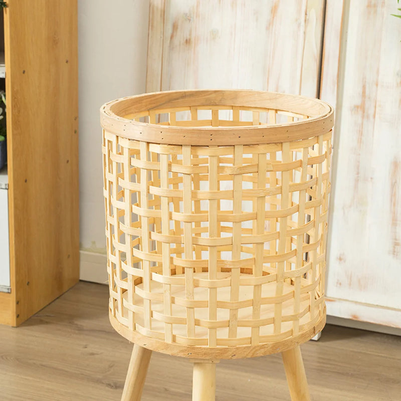 Vaso de Flores Feito em Bambu Técnica Rattan - Cachepot para Plantas