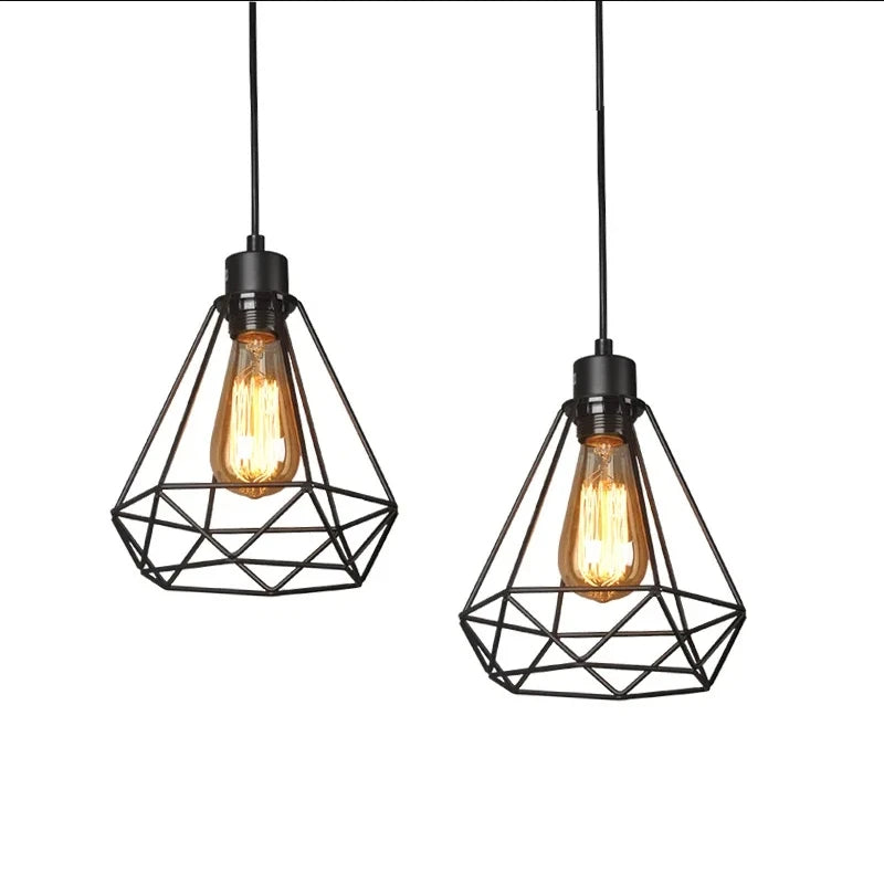 Luminária pendente de ferro  Lâmpadas Sótão Estilo Retro  Geométrico