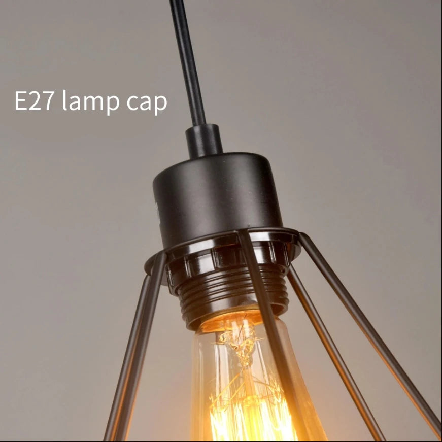 Luminária pendente de ferro  Lâmpadas Sótão Estilo Retro  Geométrico