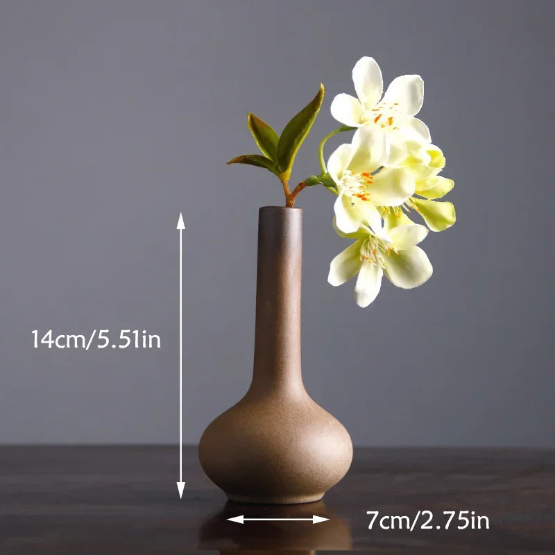 Vaso Zen Retro Chinês para Decoração de Mesa, Vaso Pequeno  para Flores Hidropônicas, Decoração de Mesa