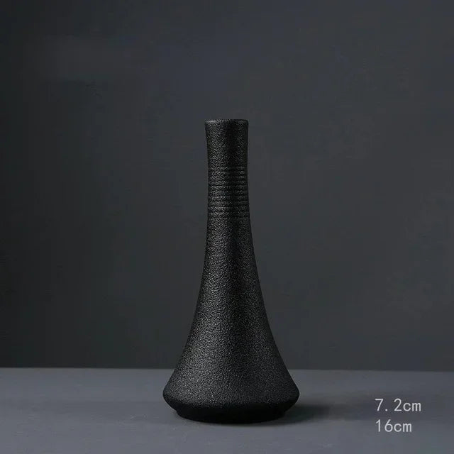 Vaso pequeno de cerâmica preta, decoração para casa, artesanato, enfeite de mesa, simplicidade, decoração em estilo japonês