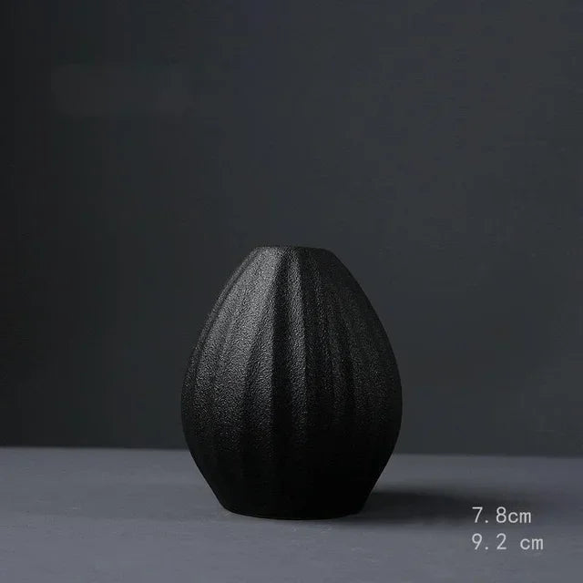 Vaso pequeno de cerâmica preta, decoração para casa, artesanato, enfeite de mesa, simplicidade, decoração em estilo japonês