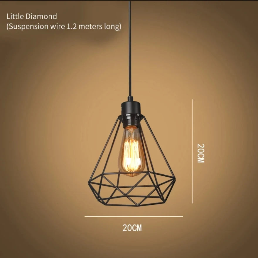 Luminária pendente de ferro  Lâmpadas Sótão Estilo Retro  Geométrico