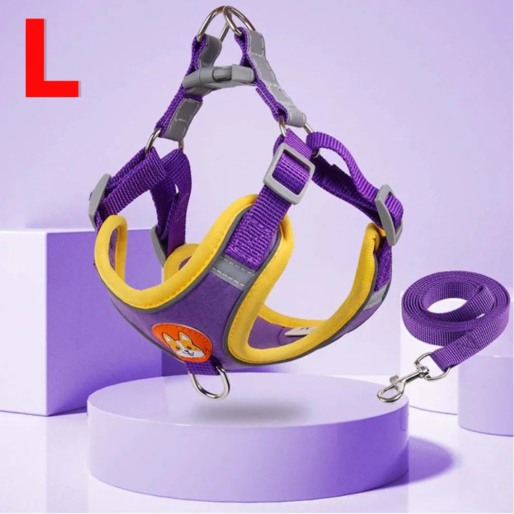 Coleira Peitoral Ajustavel - Para Cães Gatos, Material Nylon Ergonômico Seguro