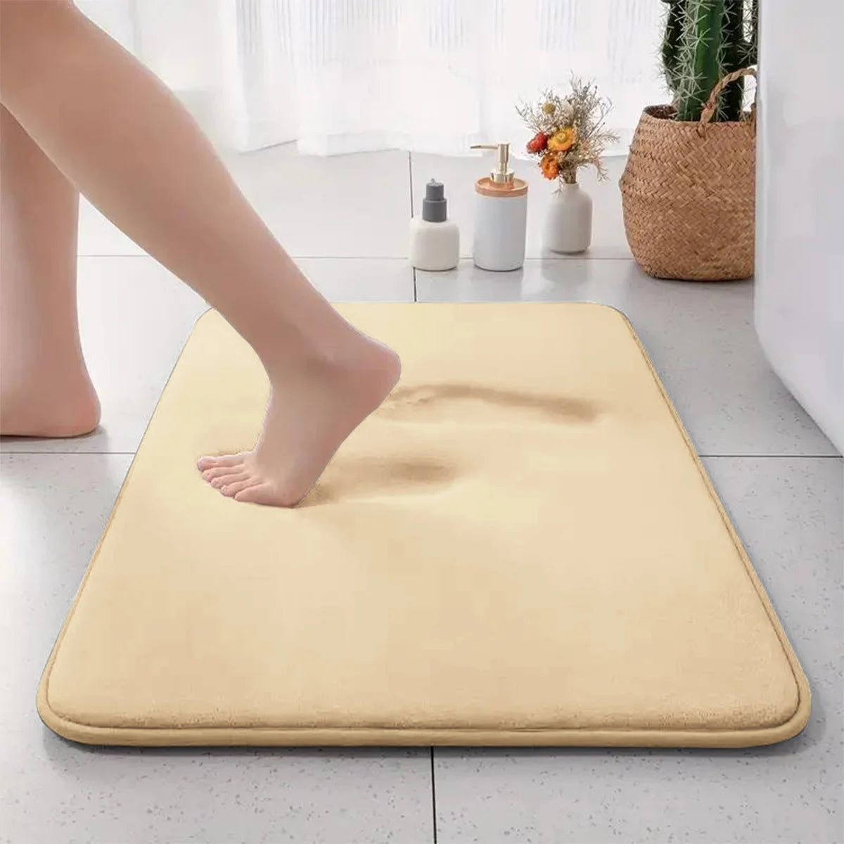 Tapete absorvente de flanela de cor sólida espessado, tapete de banheiro antiderrapante para entrada de banheiro