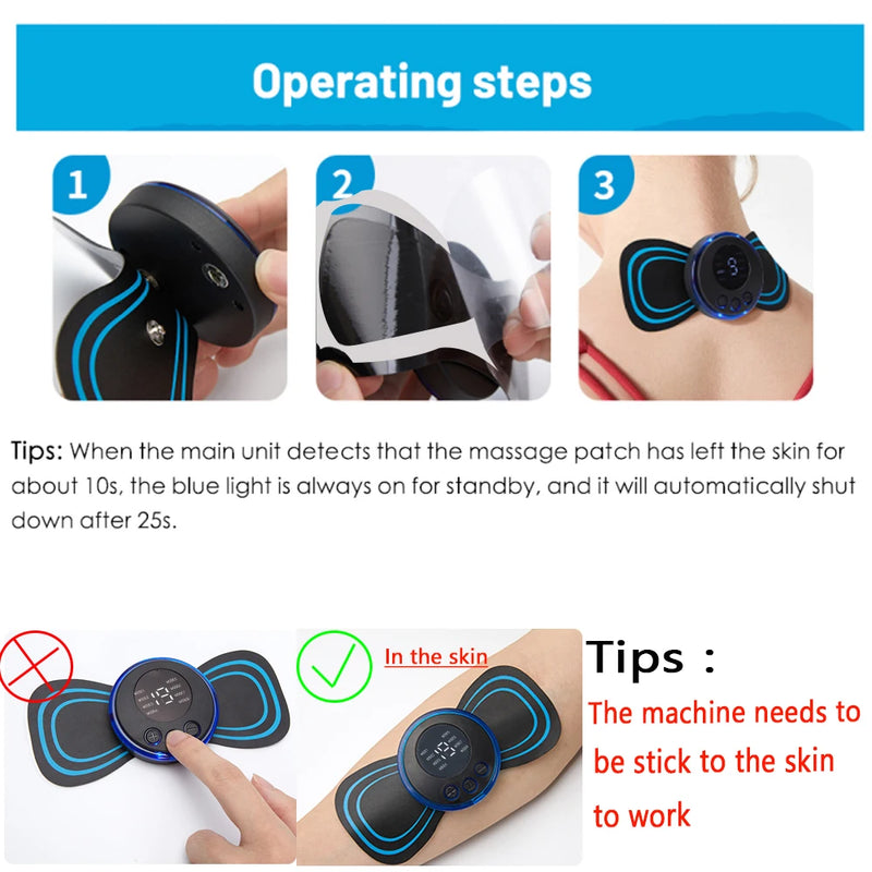 LCD Display Neck Massage Electric Massager Cervical Neck Back Patch 8 Mode Pulse Muscle Stimulator Portable With Remote Control