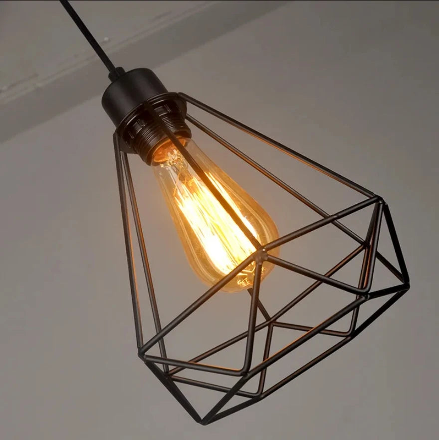 Luminária pendente de ferro  Lâmpadas Sótão Estilo Retro  Geométrico