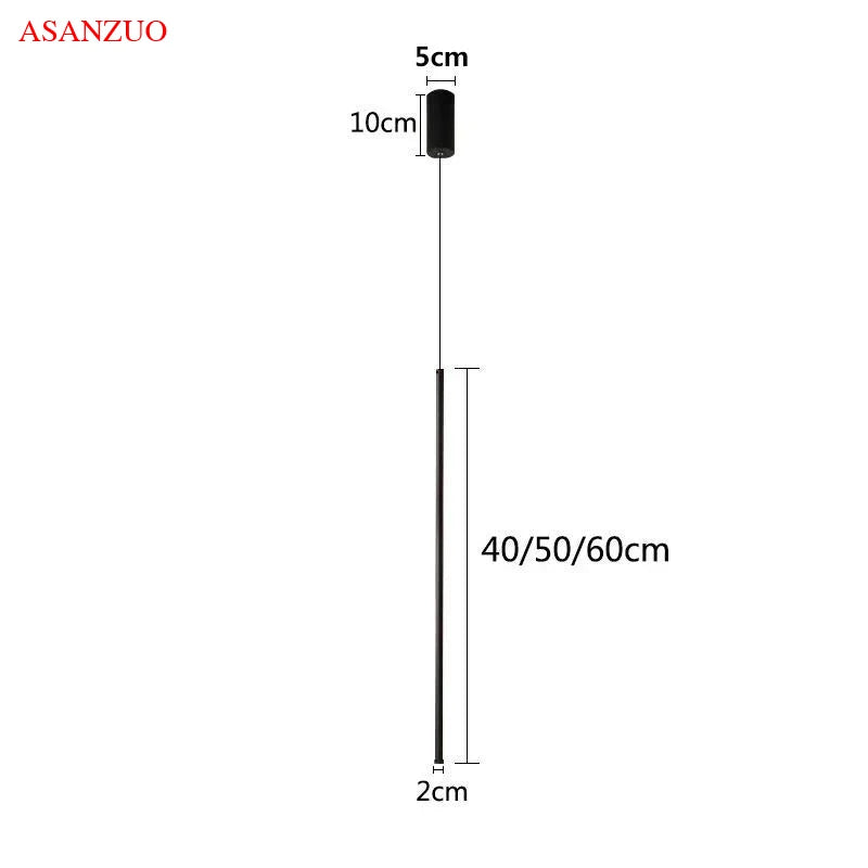 LED Pendente Light para sala de estar, linha ajustável Strip, Lâmpada Pendurada