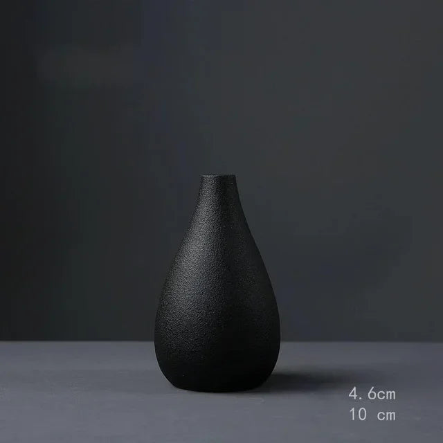 Vaso pequeno de cerâmica preta, decoração para casa, artesanato, enfeite de mesa, simplicidade, decoração em estilo japonês