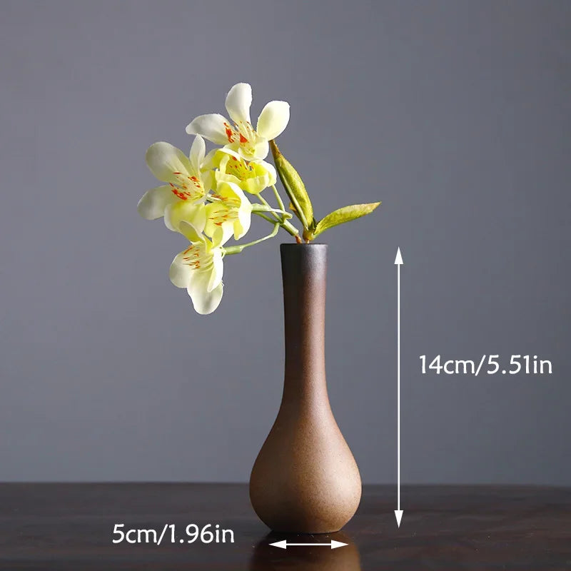 Vaso Zen Retro Chinês para Decoração de Mesa, Vaso Pequeno  para Flores Hidropônicas, Decoração de Mesa