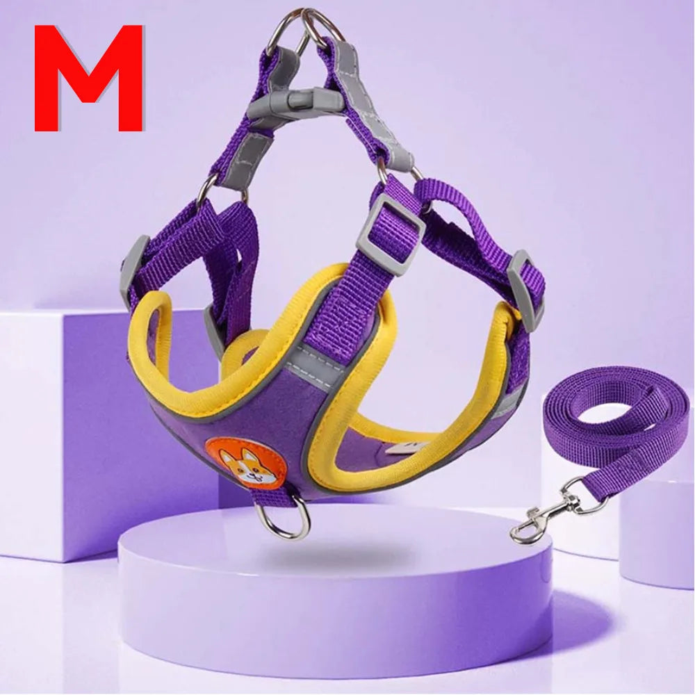 Coleira Peitoral Ajustavel - Para Cães Gatos, Material Nylon Ergonômico Seguro
