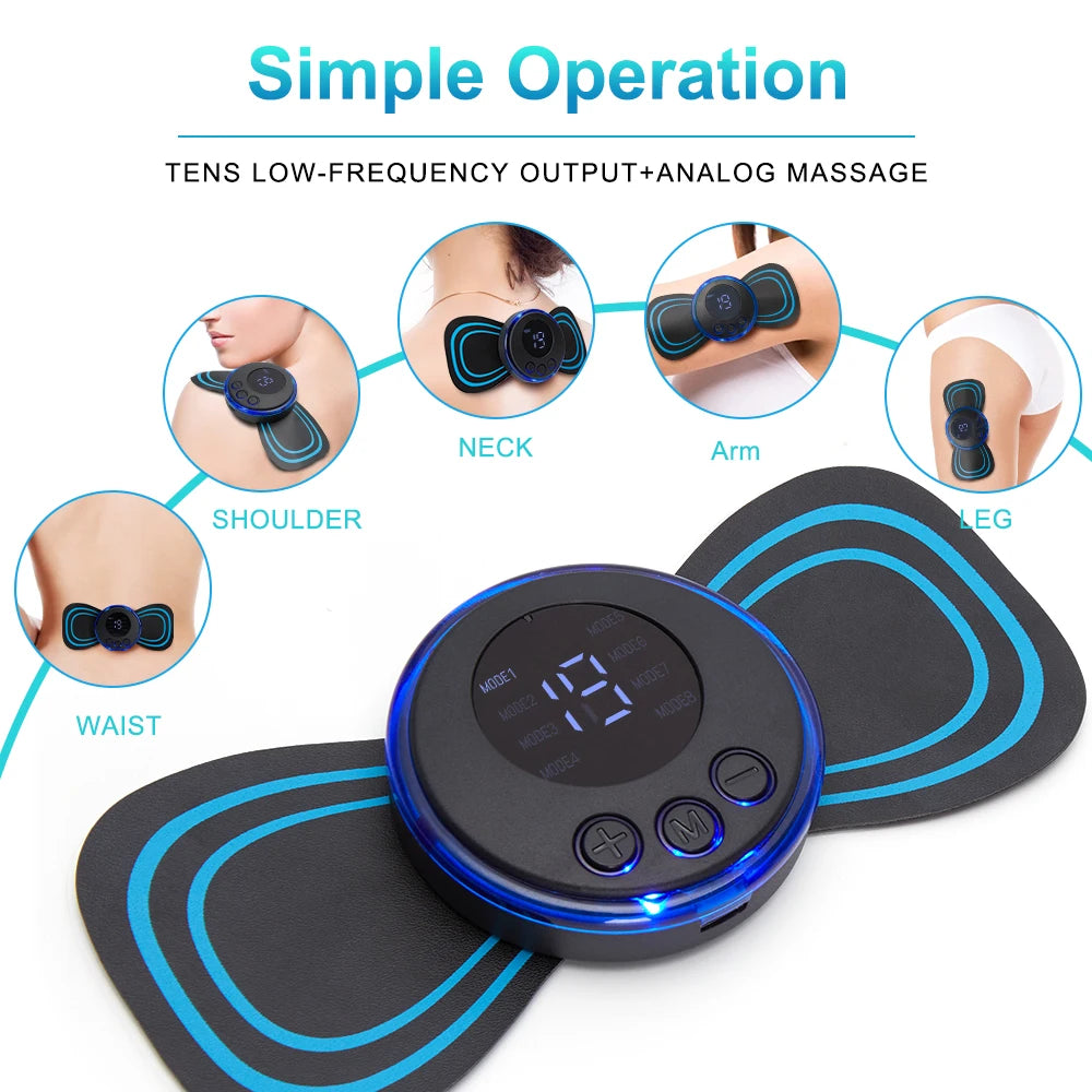 LCD Display Neck Massage Electric Massager Cervical Neck Back Patch 8 Mode Pulse Muscle Stimulator Portable With Remote Control