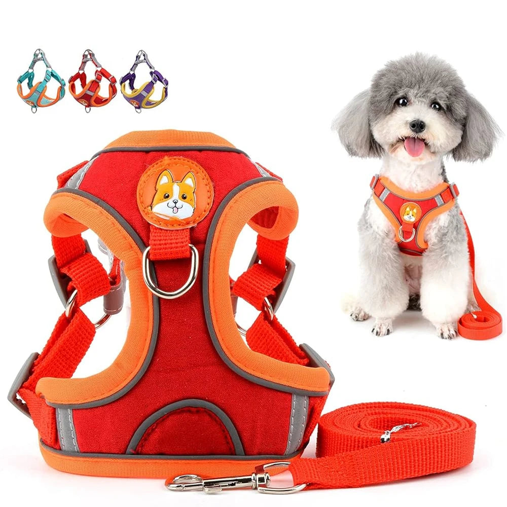 Coleira Peitoral Ajustavel - Para Cães Gatos, Material Nylon Ergonômico Seguro