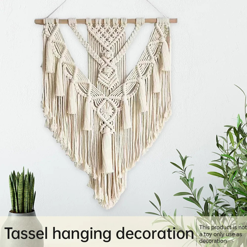 Tapeçaria de parede em macramê, decoração de parede, algodão, boêmio, tecido à mão, estilo nórdico, sala de estar, decoração de arte para casa