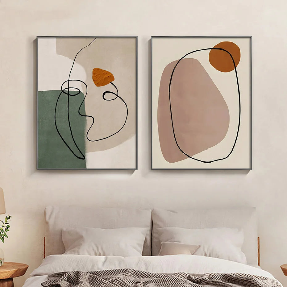 Pintura em Tela - Estilo Boho Abstrata Moderna