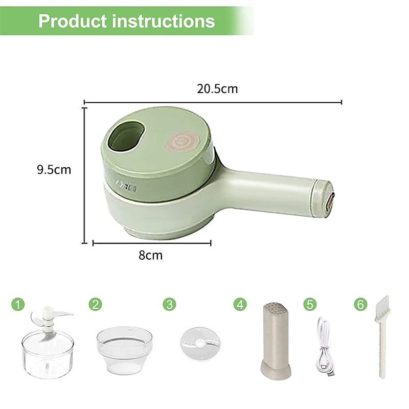 Portable Electric Vegetable Chopper Mini Food Processor Fruit Vegetable Crusher Garlic Masher Cutter Slicer Kitchen Gadgets