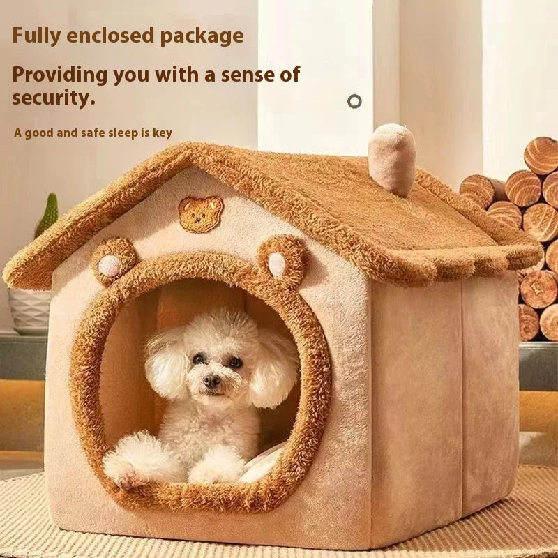 Casinha Portátil - Cama Lavável Quente e Peludo para Caes e Gatos